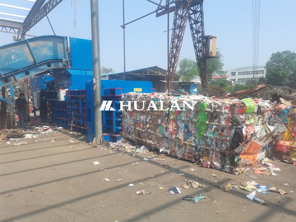 China MSW recycling baler Municipal solid waste baling machine China Hualan