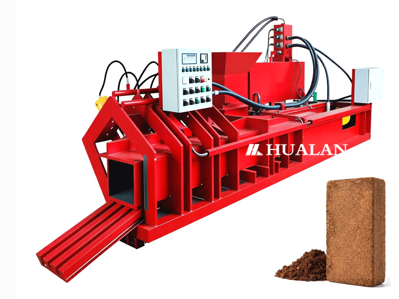 Coconut peat brick baler sawdust coir block machine baling wood chips China